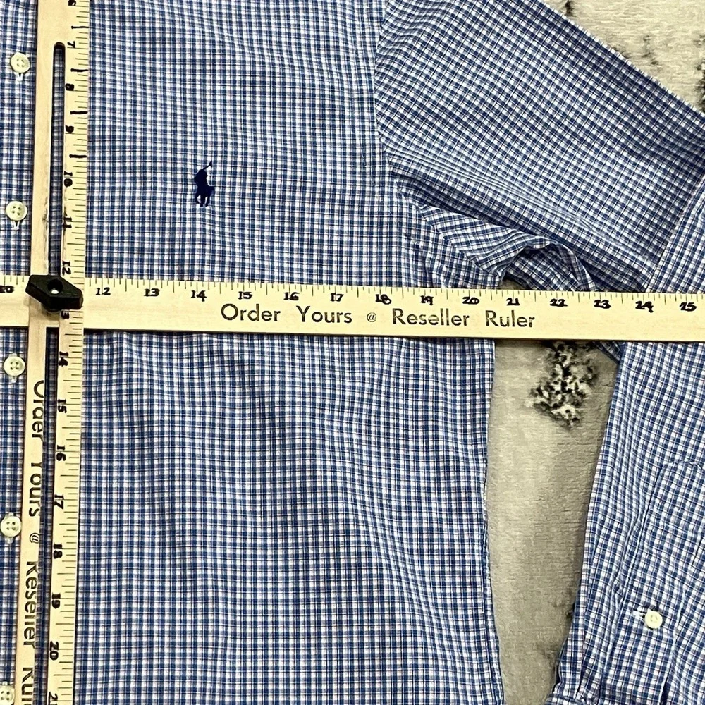 Polo Ralph‎ Lauren Custom Fit Blue Check Button Down Shirt Men's M